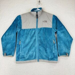 The North Face Youth Juniors Fleece Zip Up Jacket Girls Large Blue‎ Gray
